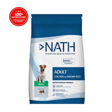Nath adulto Mini sabor pollo & arroz café alimento para perros